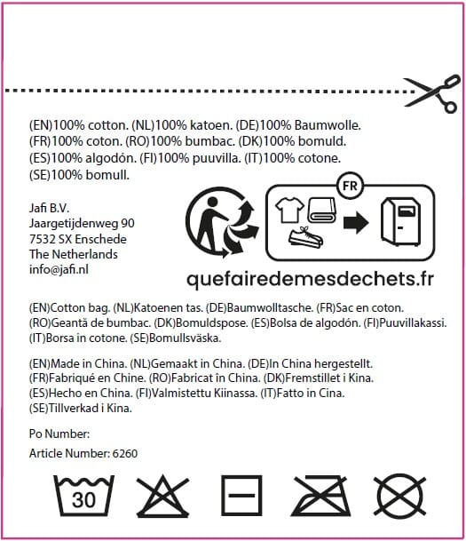 Baumwolltasche mit langen Henkeln, 140 gr/m²