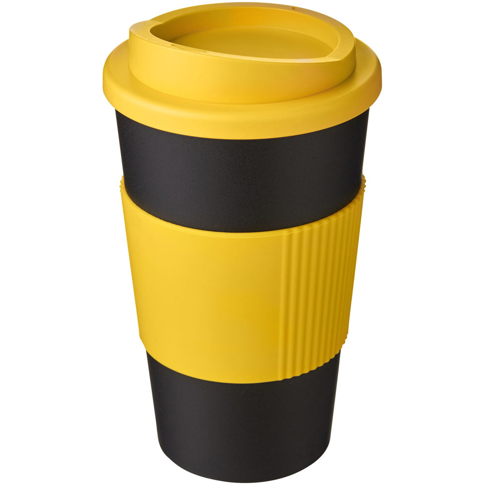Americano® 350 ml insulated tumbler with grip - Yellow, Black