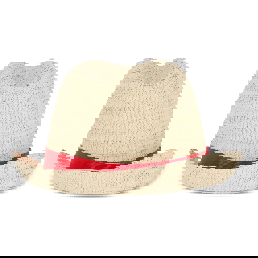 Plant straw hat with coloured band