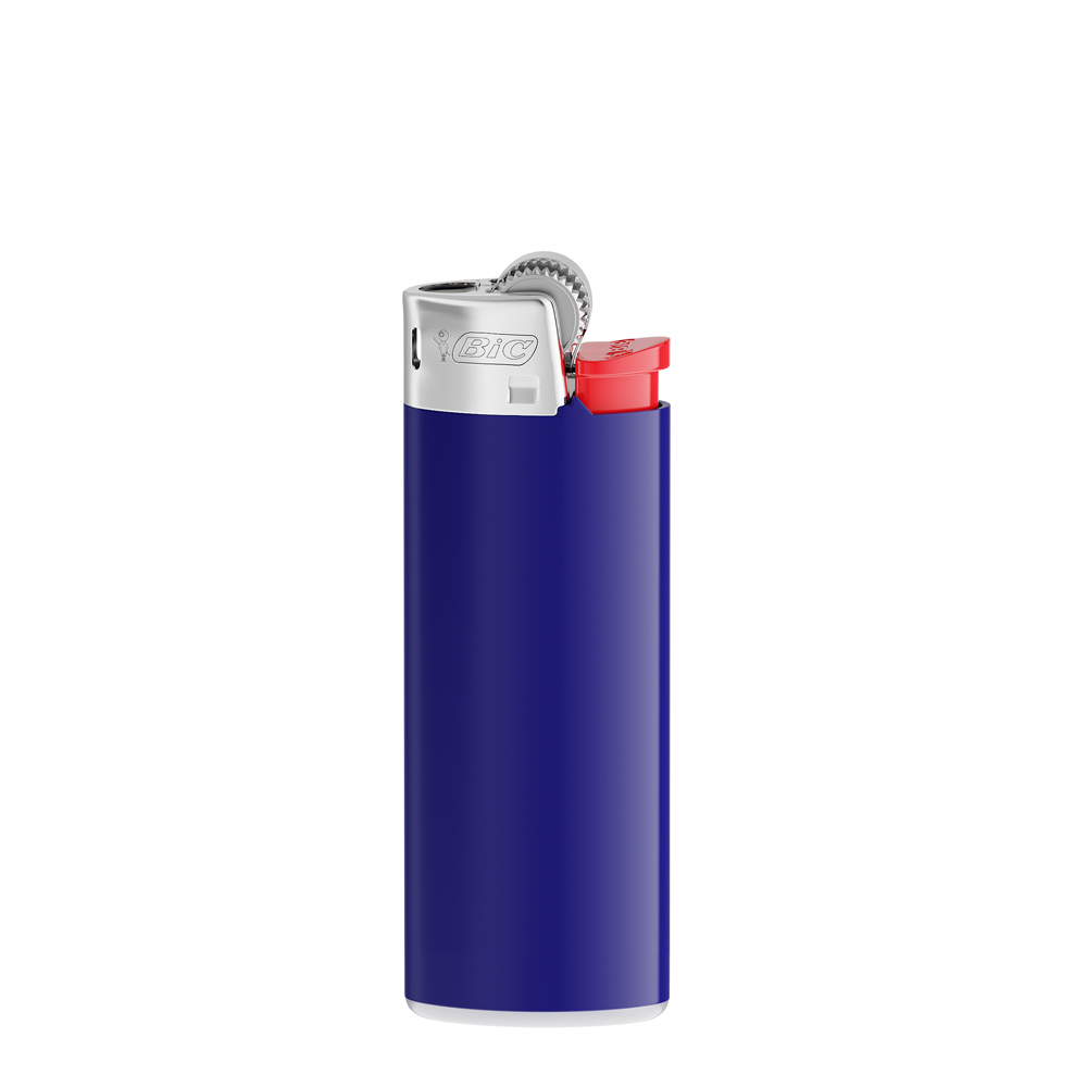 BIC® J25 Standard Lighter - Dark Blue Body / White Base / Red Fork / Chrome Hood