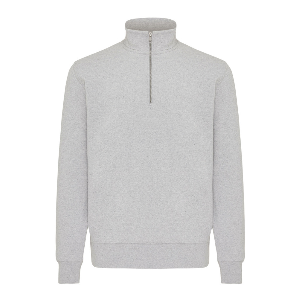 IQONIQ Elgon recycled cotton quarter zip sweater - light heather grey (± PMS light heather grey)