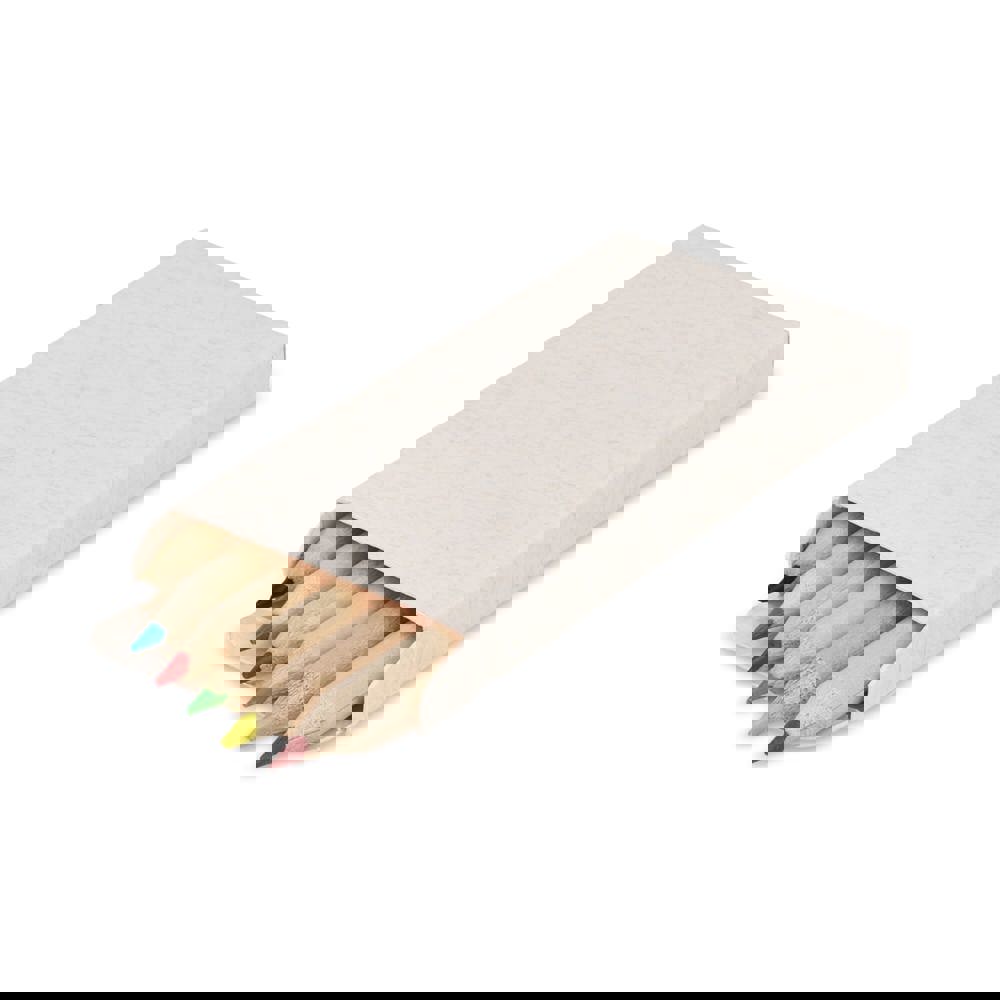 6 colouring pencils in recycled milkcarton box