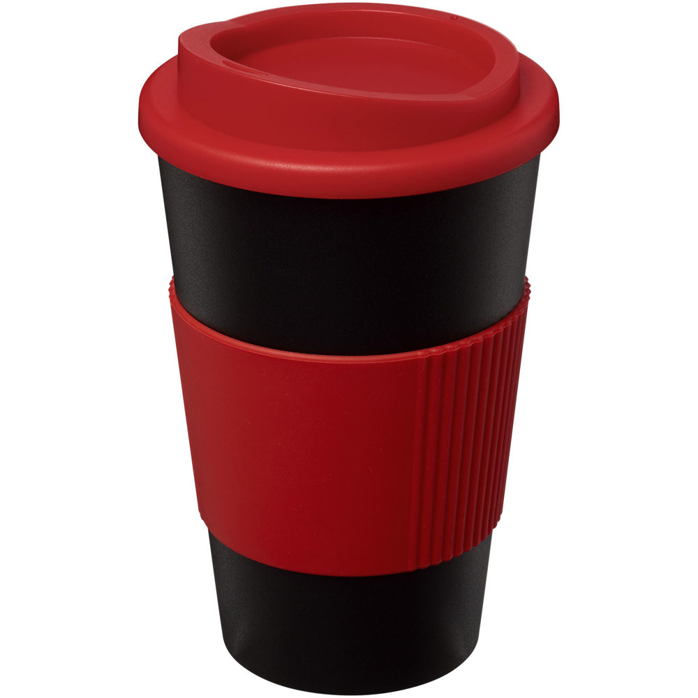 Americano® 350 ml insulated tumbler with grip - Black, Red