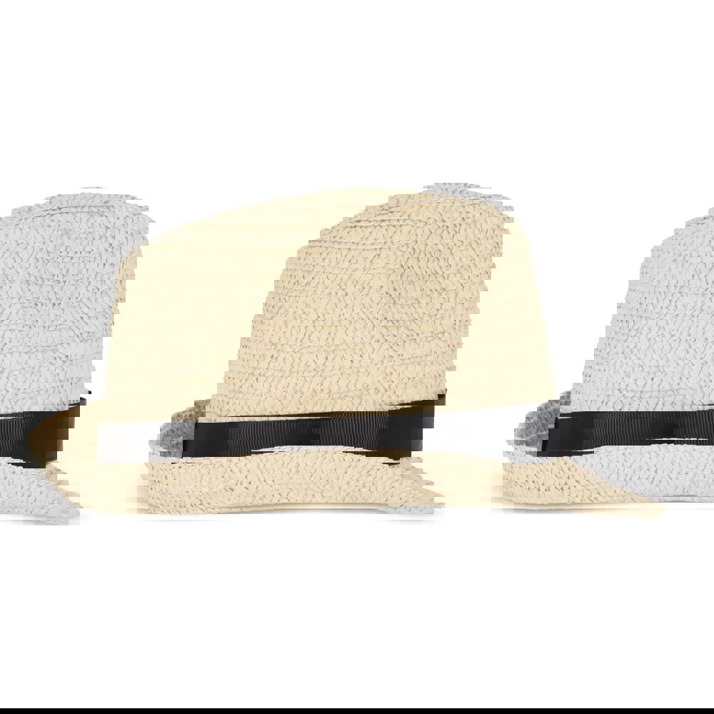 Plant straw hat with coloured band
