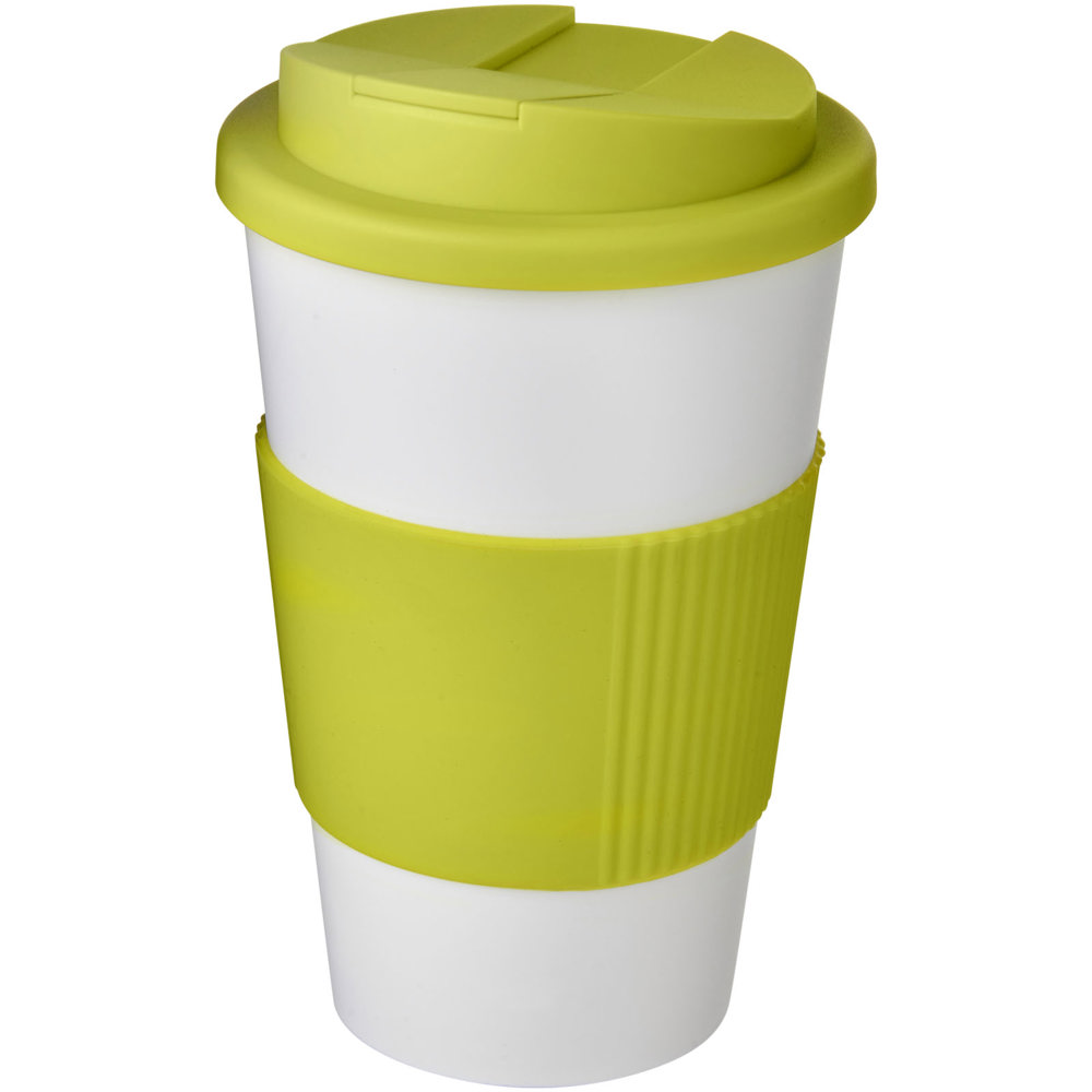 Americano® 350 ml tumbler with grip & spill-proof lid - White, Lime