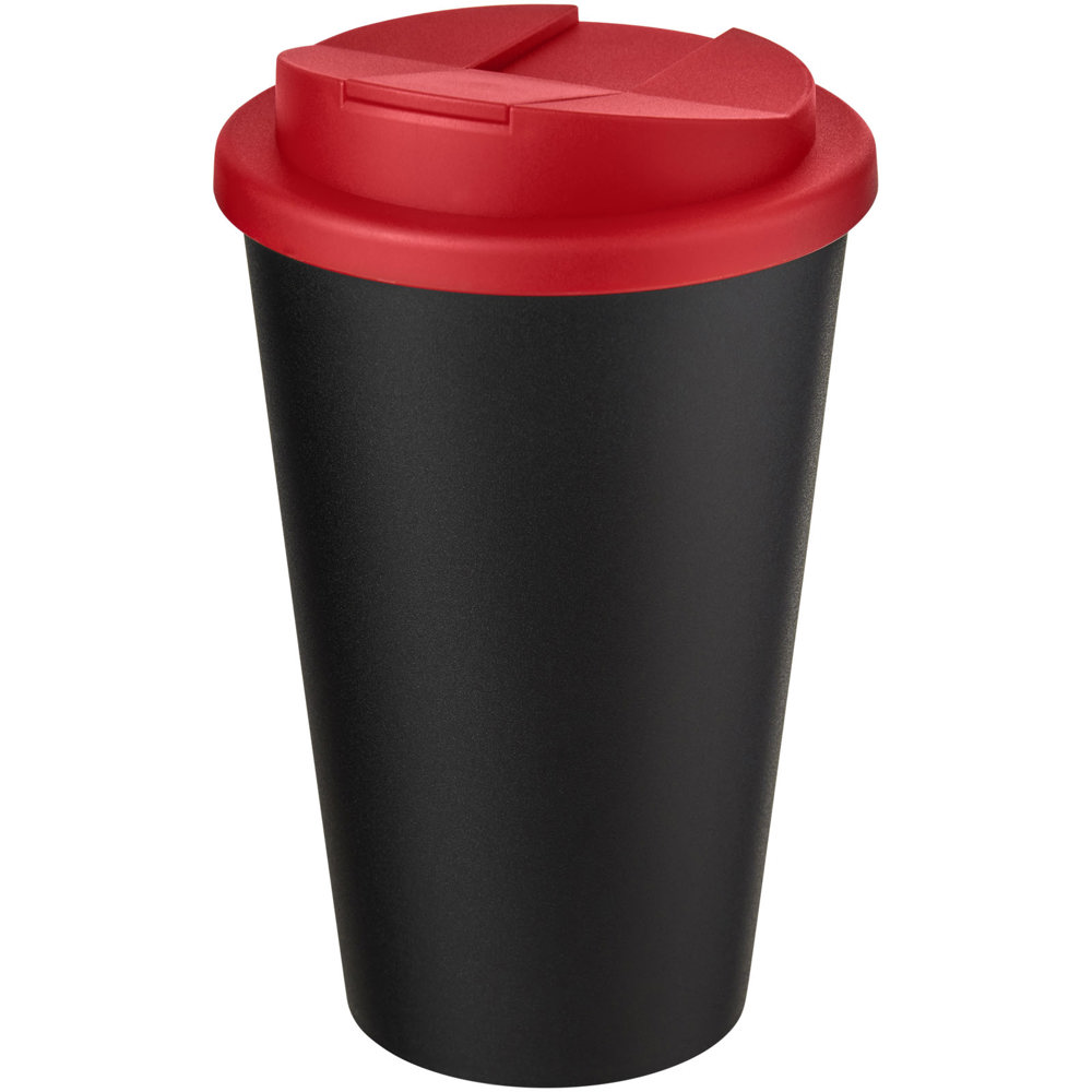 Americano® Eco 350 ml recycled tumbler with spill-proof lid - Red, Black