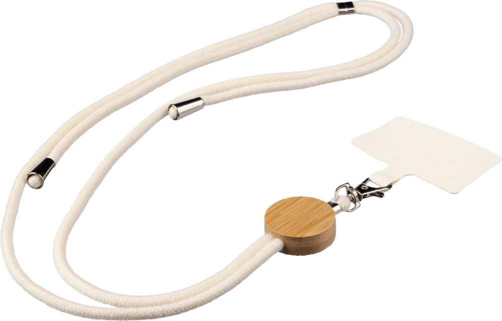 Katoenen telefoonlanyard met trekkoord Lucia