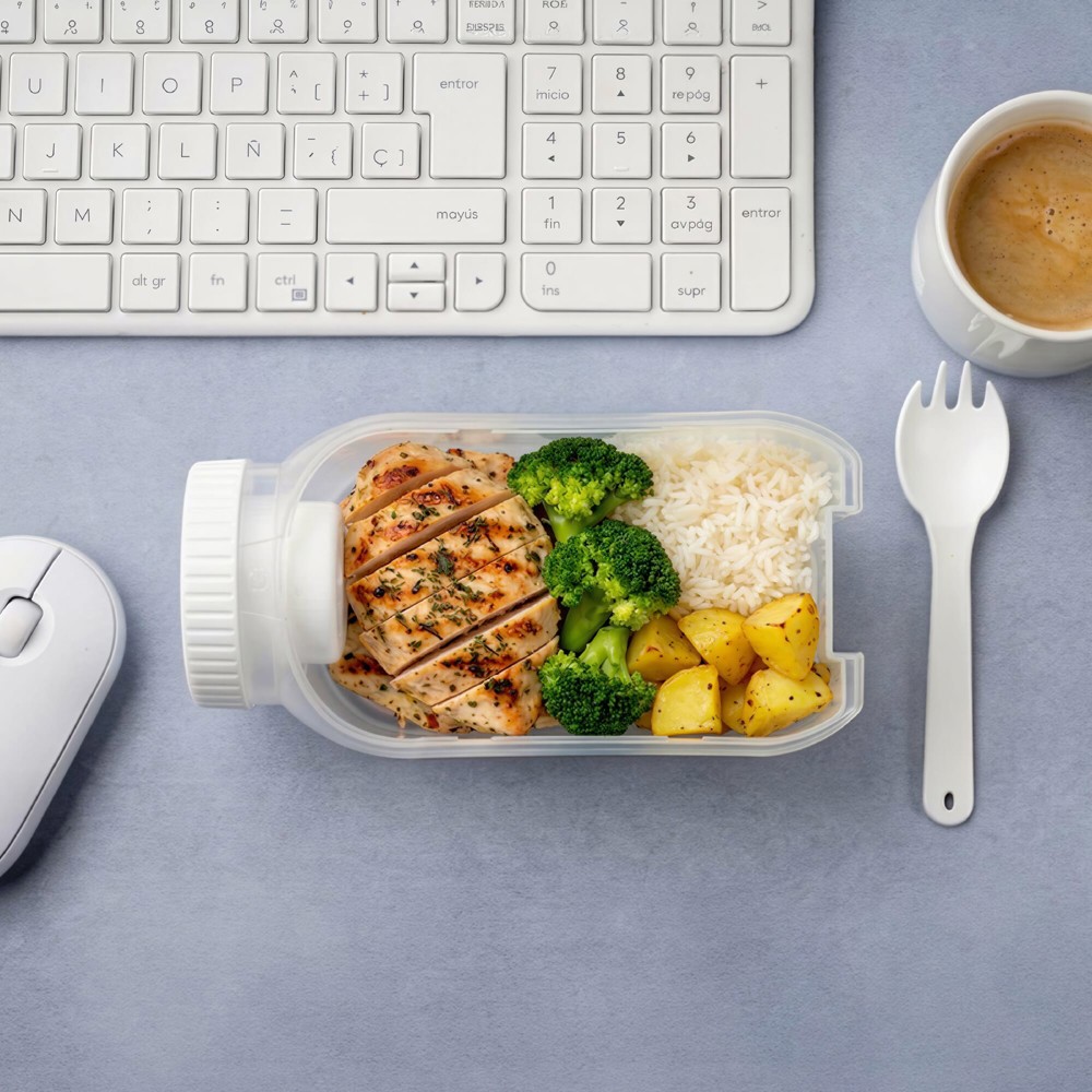 Alles-in-één Lunchkom met Sausvakje en Lepel-Vork