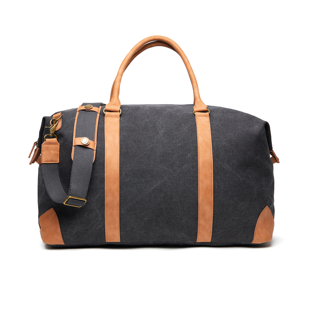 VINGA Bosler RCS recycled canvas duffelbag - black (± PMS 433)