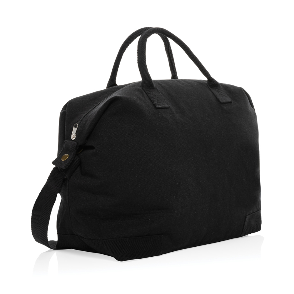 Kezar AWARE™ 500 gsm recycled canvas deluxe weekend bag - black (± PMS Black)