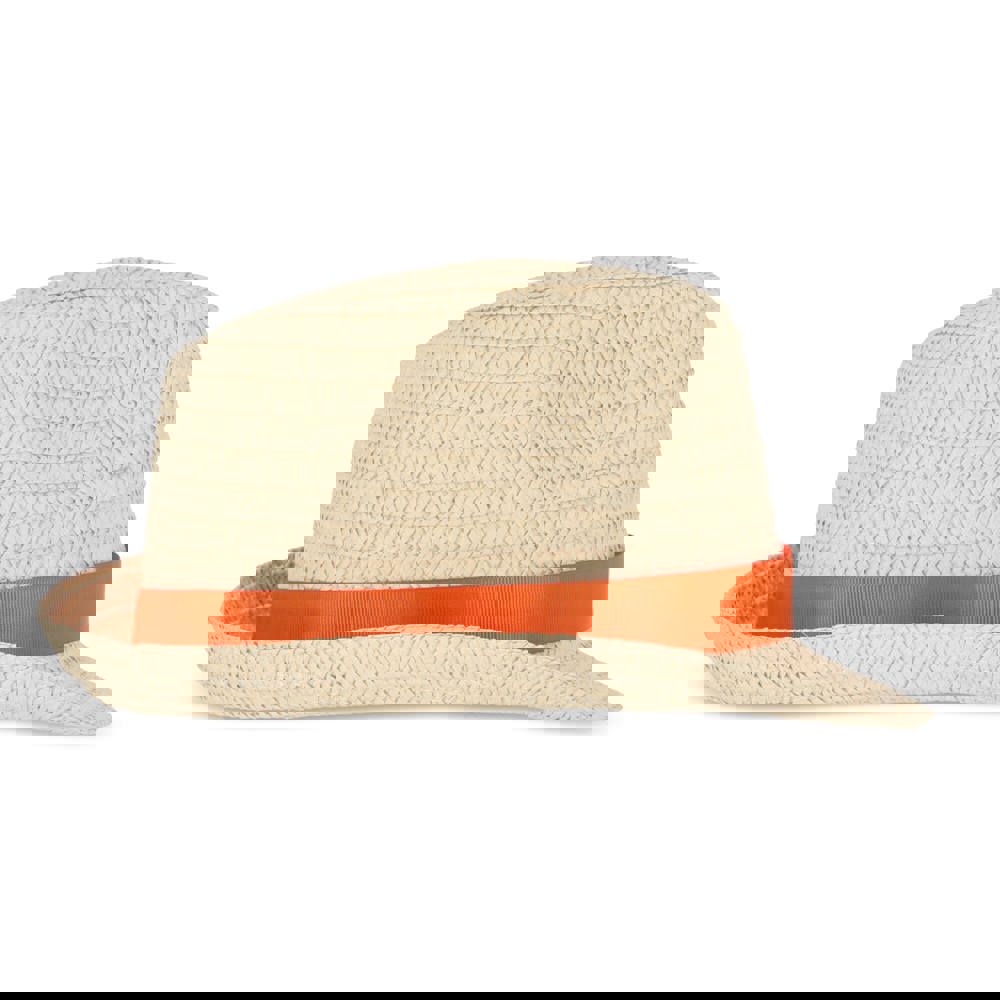 Plant straw hat with coloured band