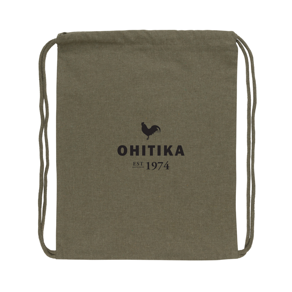 Impact AWARE™ recycled cotton drawstring backpack 145g