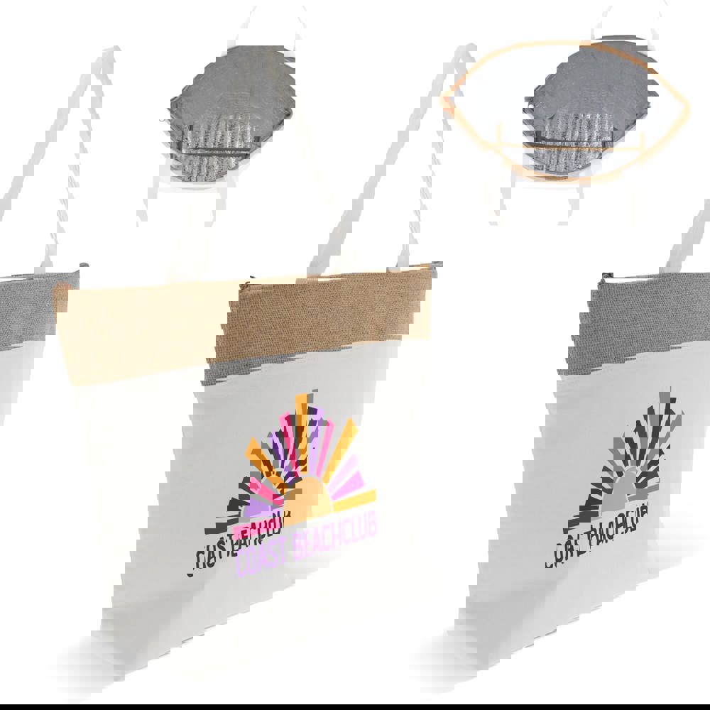 Beach cooler bag cotton/jute 43x33x14 cm