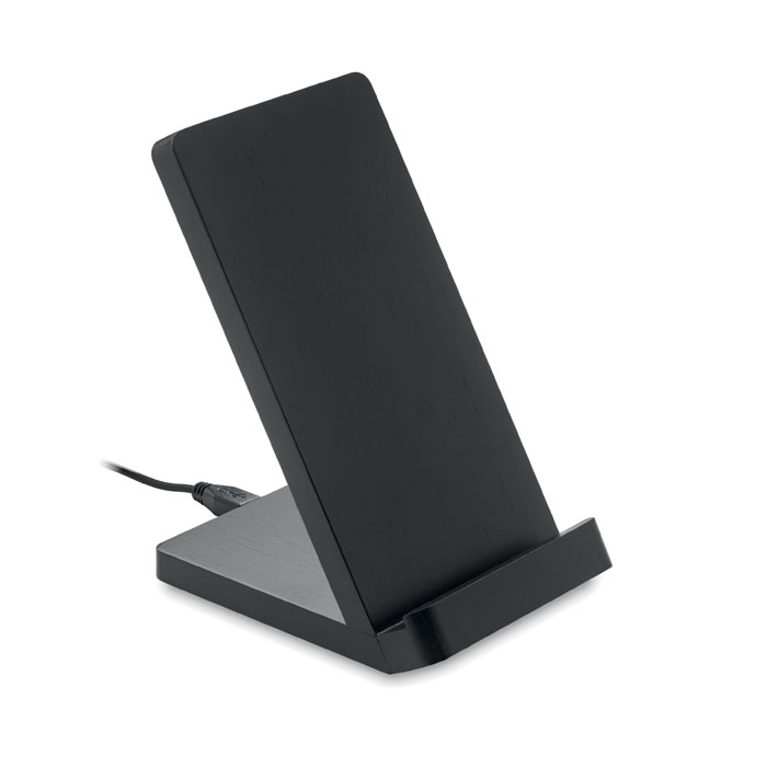 WIRESTAND - Draadloze bamboe oplaadstation - Zwart