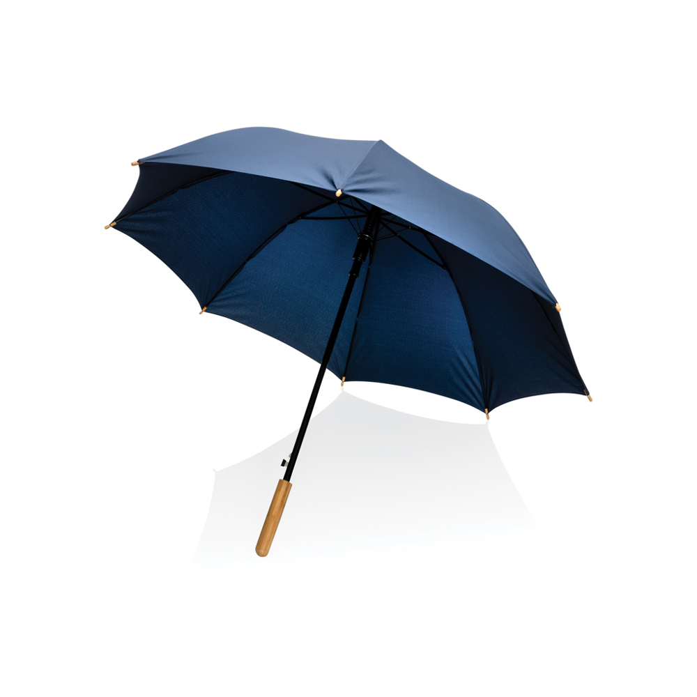 23" Impact AWARE™ RPET 190T auto open bamboo umbrella - navy (± PMS 539)
