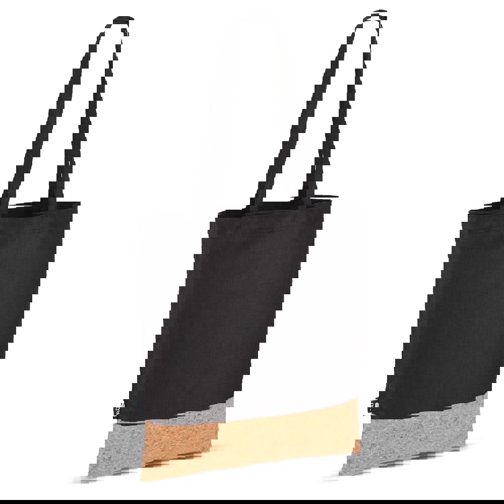 Draagtas R-PET &amp; kurk 35 x 40cm - Zwart