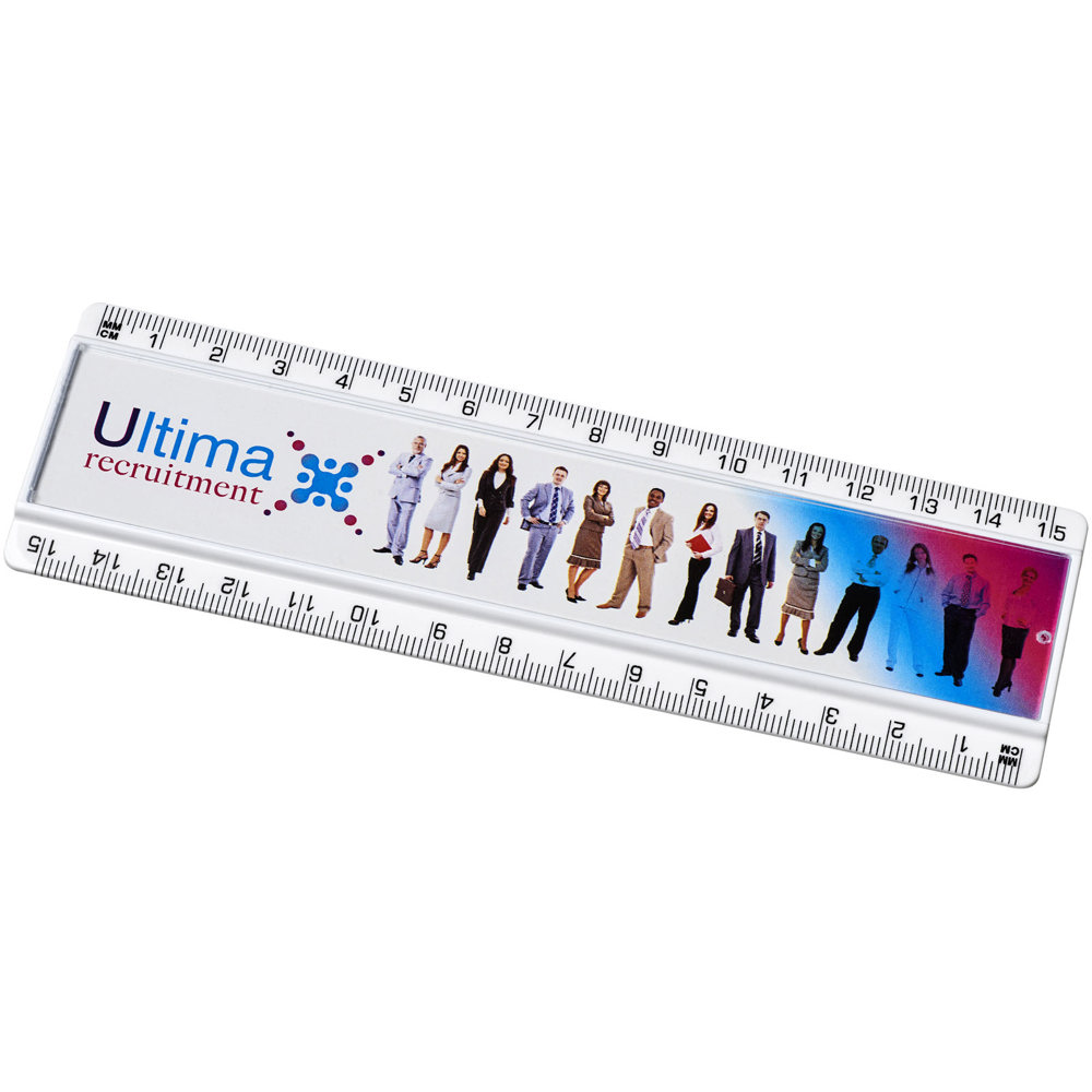 Ellison 15 cm kunststof liniaal met papieren inlay - Wit