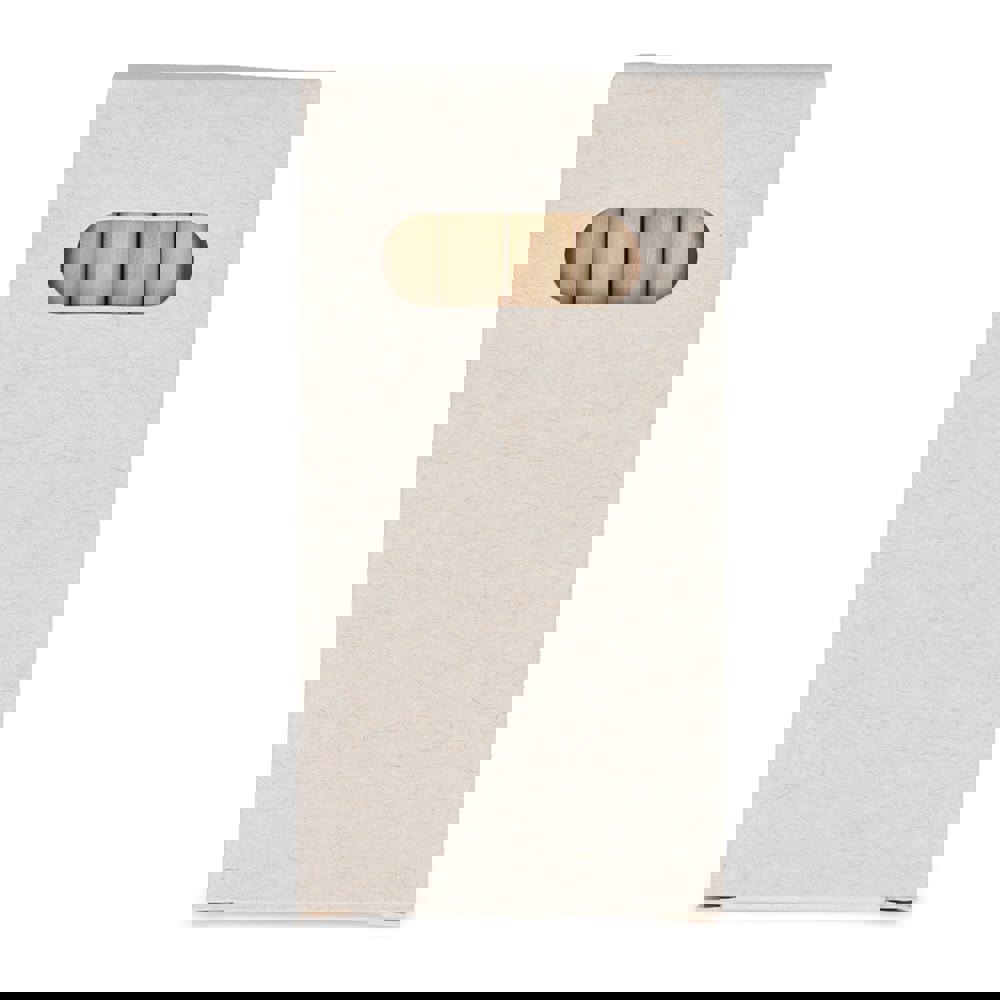 6 colouring pencils in recycled milkcarton box