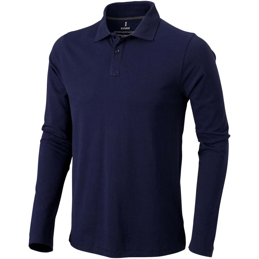 Calgary herenpolo met lange mouwen - Marineblauw