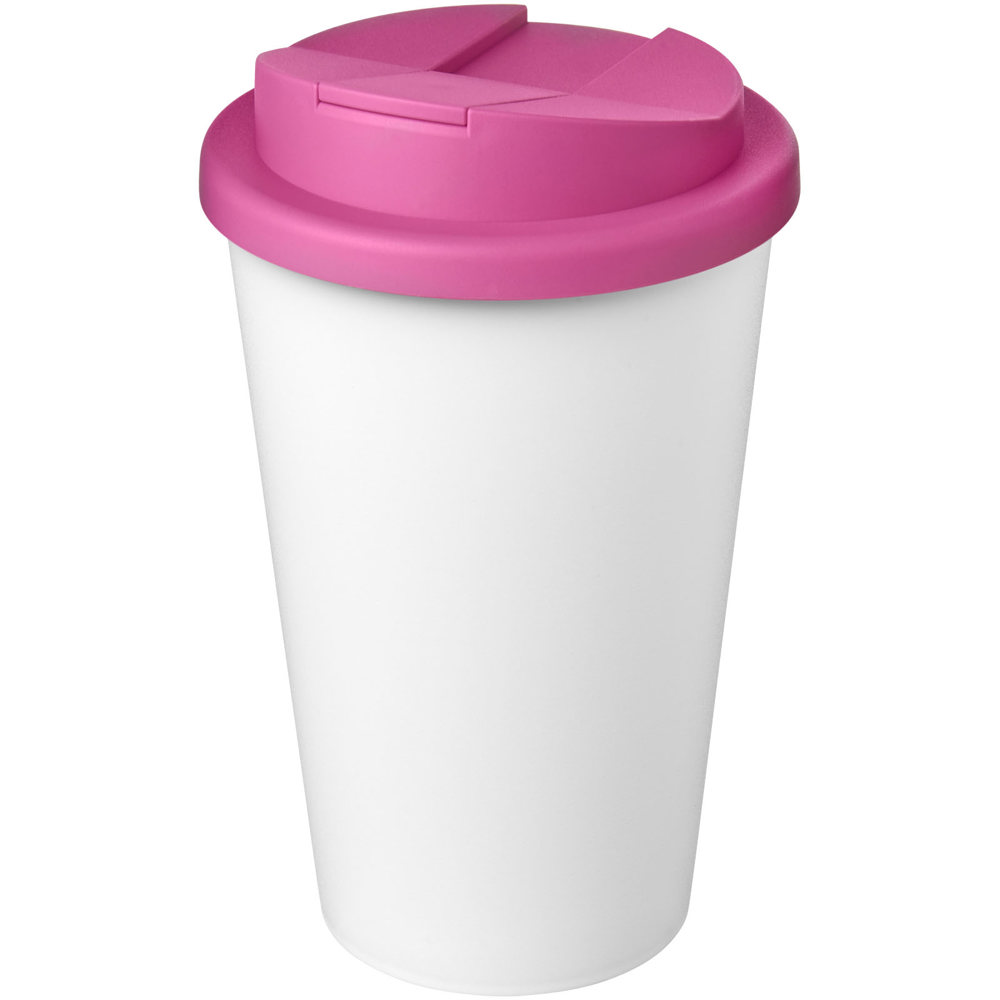Americano® Eco 350 ml recycled tumbler with spill-proof lid - Pink, White