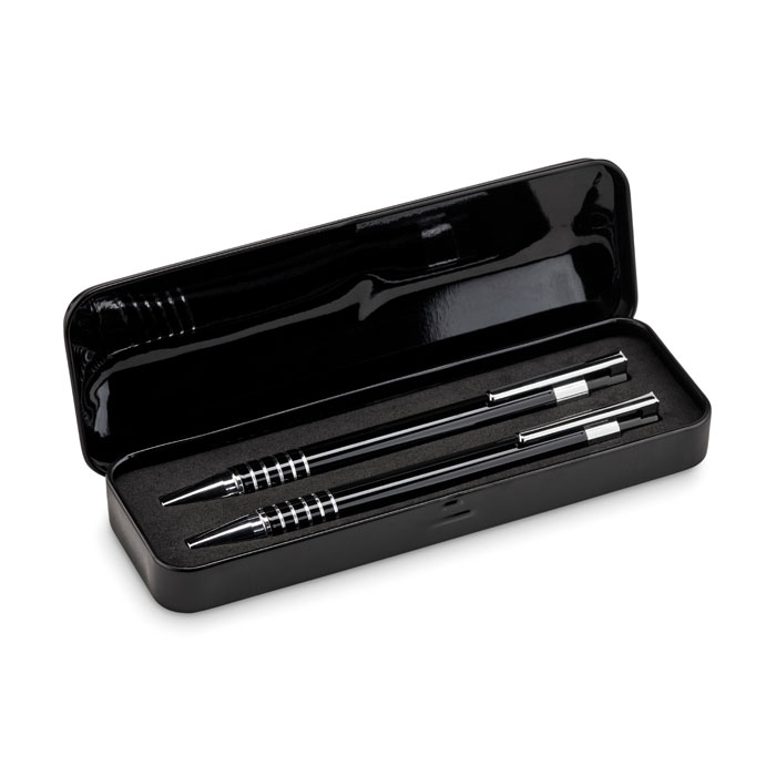 ALUCOLOR - Ball pen set in metal box - Black