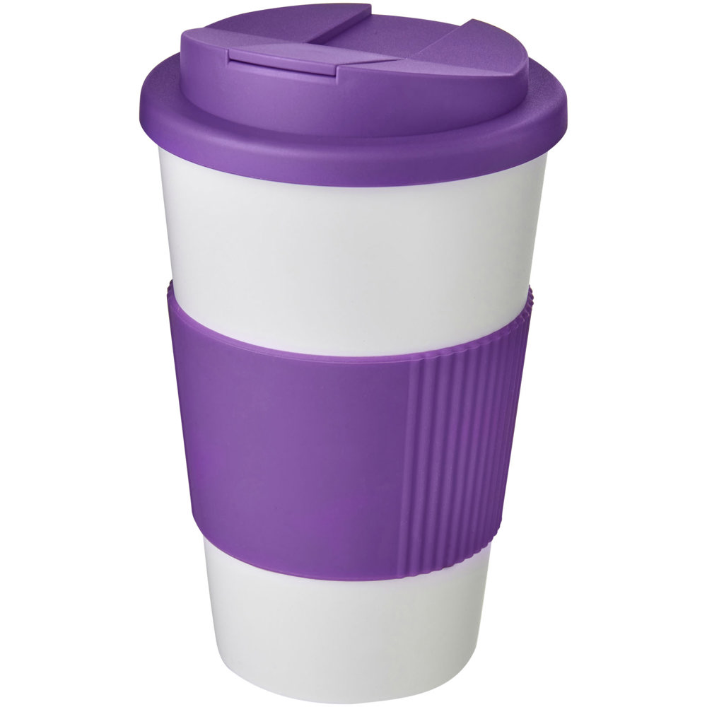 Americano® 350 ml tumbler with grip & spill-proof lid - White, Purple