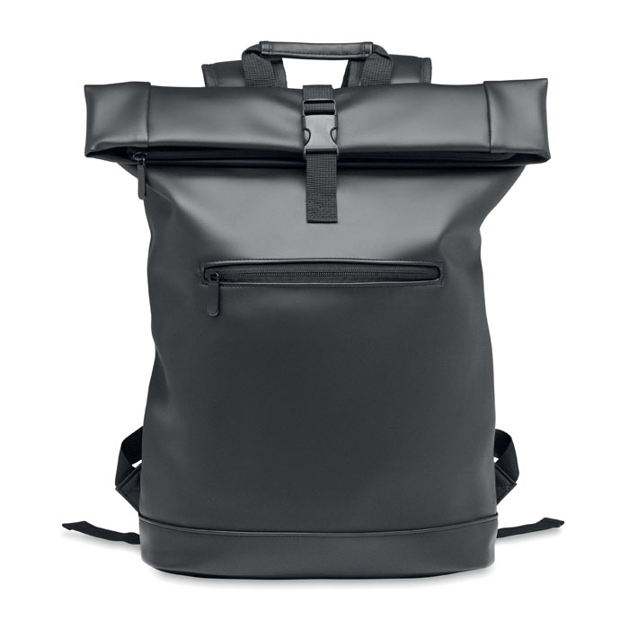 BAI ROLL - Laptop PU Rolltop backpack - Black