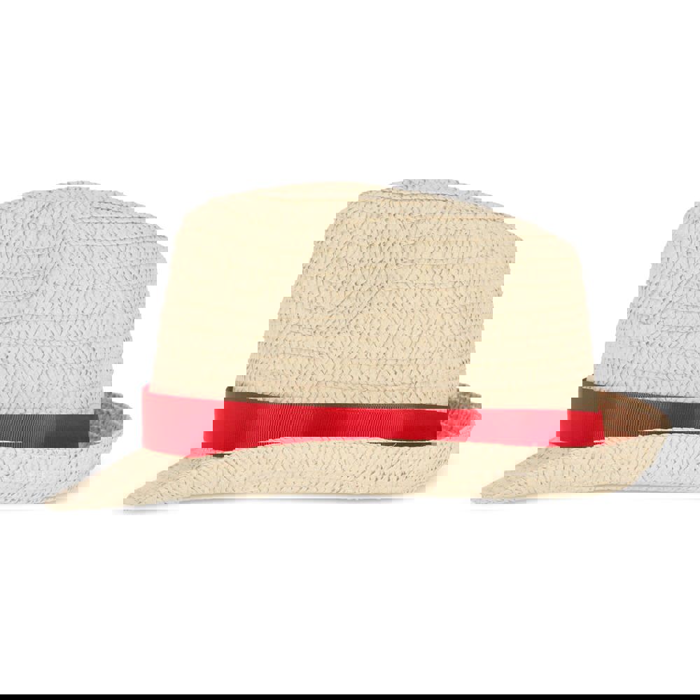 Plant straw hat with coloured band