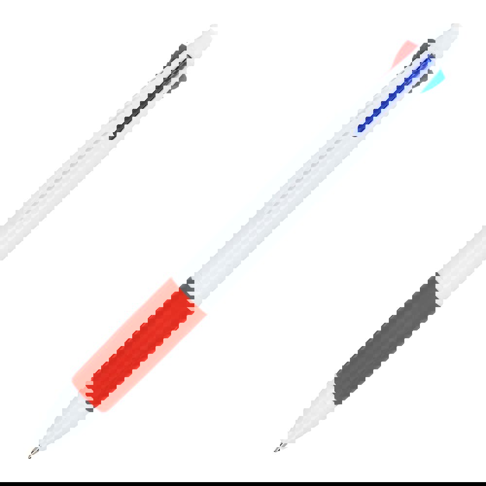 4 Colour pen with grip - White / Red