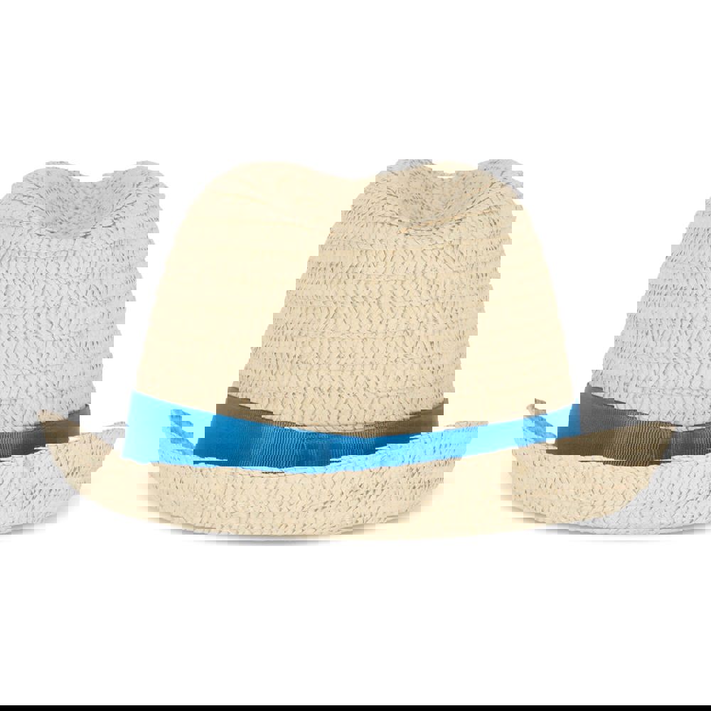 Plant straw hat with coloured band