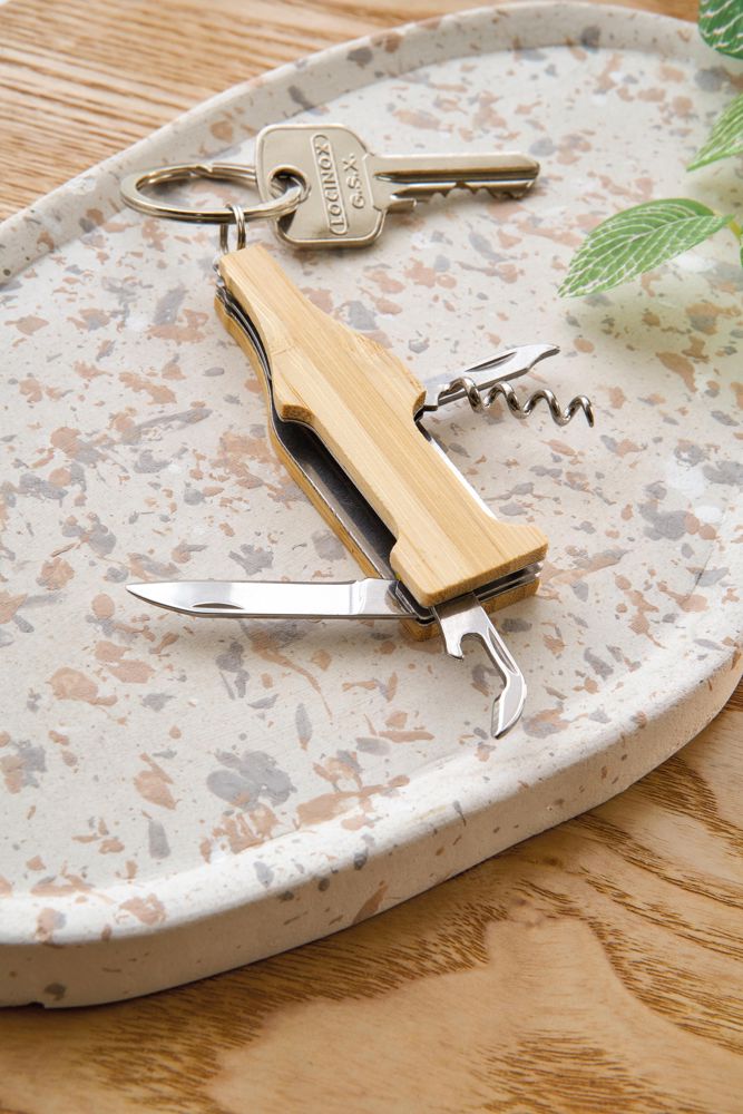 Bambus-Multifunktionswerkzeug-Schlüsselanhänger Inaya