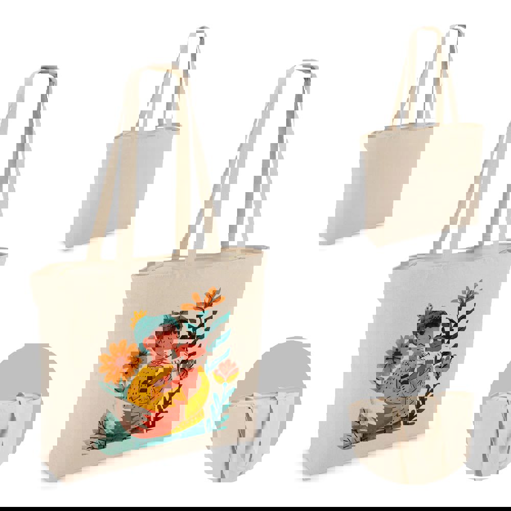 Baumwoll-Tragetasche mit Reißverschluss OEKO-TEX® 47 x 11 x 35cm 320g/m²