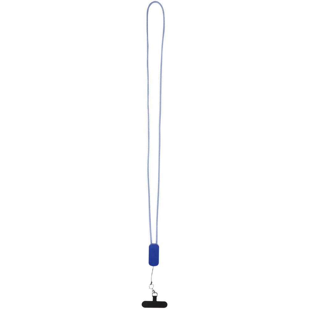 Anser recycled plastic smartphone lanyard with 27W 5-in-1 built-in cable - Royal blue