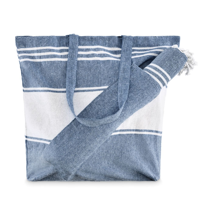 HUMMUM - Beach bag with hammam towel - Blue