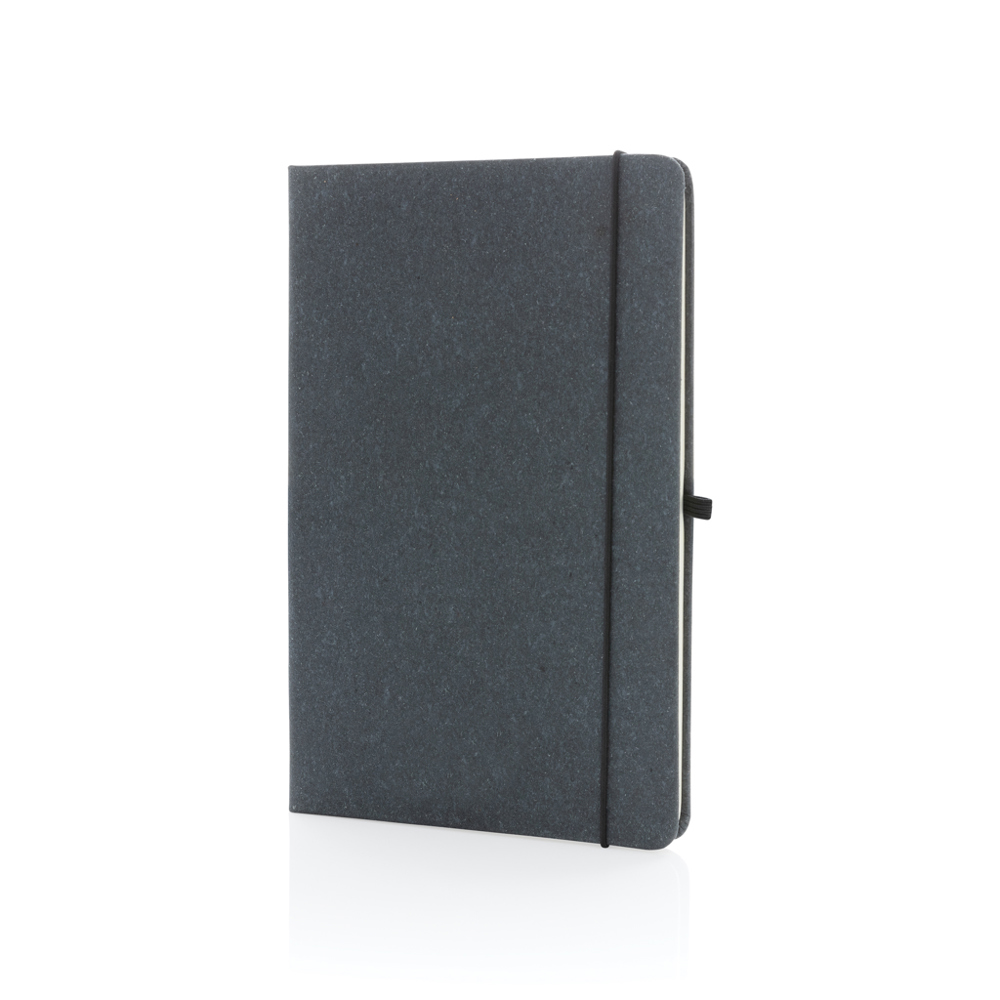 A5 Hardcover Notizbuch aus GRS recyceltem PU - grau (± PMS Grey)