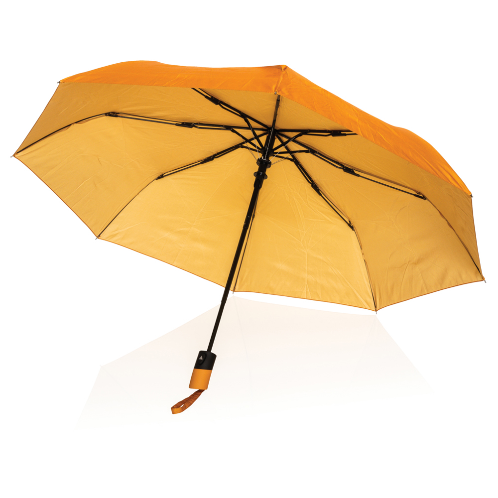 21" Impact AWARE™ 190T mini auto open umbrella - sundial orange (± PMS 16-1148TCX)