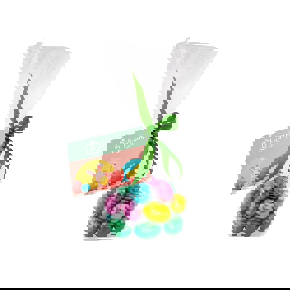 Blokzakje paaseitjes met lint en kaartje