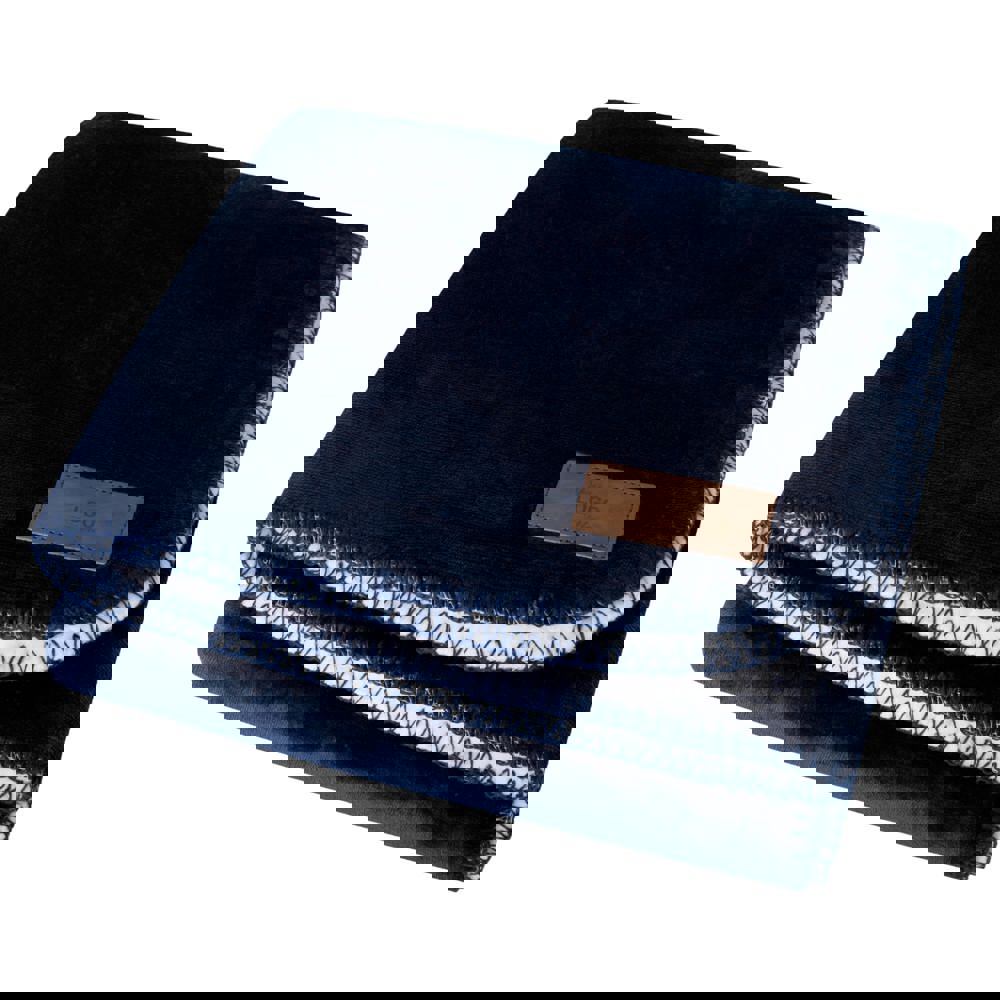 Fleeceplaid with sherpa backing, 150x120 cm, 500 gr/m² - Navy / White