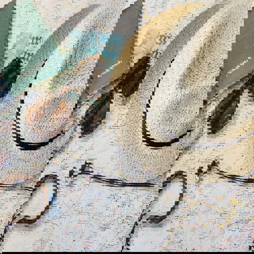 Plant straw hat with coloured band