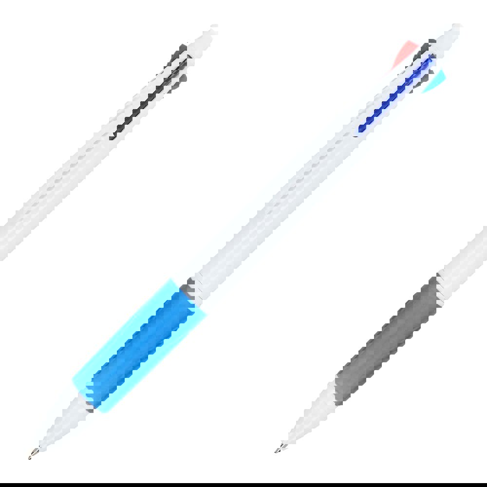 4 Colour pen with grip - White / Blue