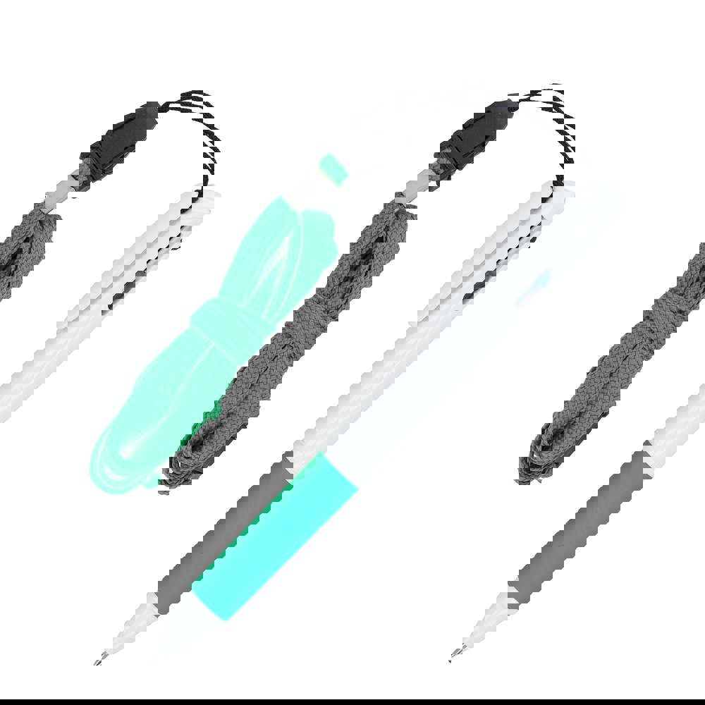 3 Colour pen with grip and keycord - White / Green