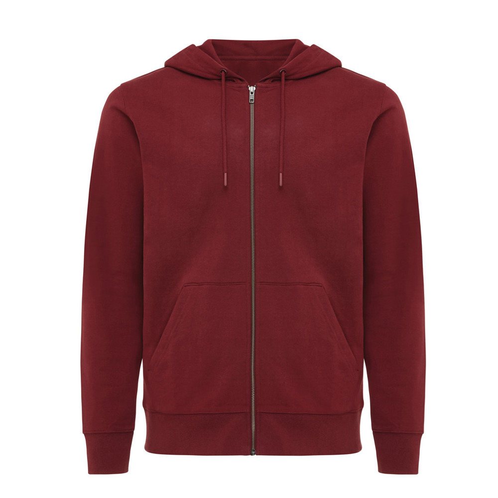 IQONIQ Abisko recycled cotton zip through hoodie - burgundy (± PMS 19-1724TCX)