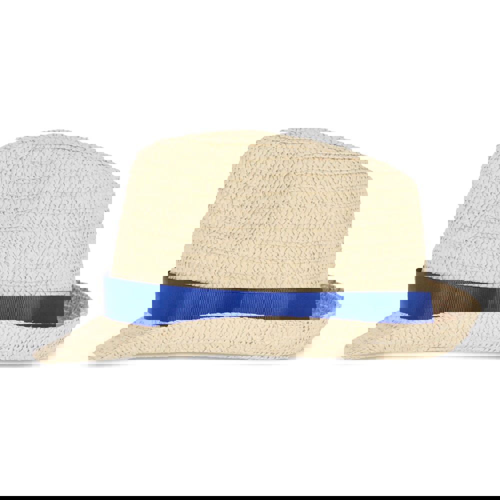 Plant straw hat with coloured band