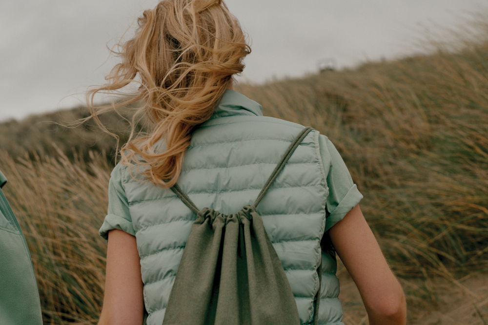 Impact AWARE™ recycled cotton drawstring backpack 145g