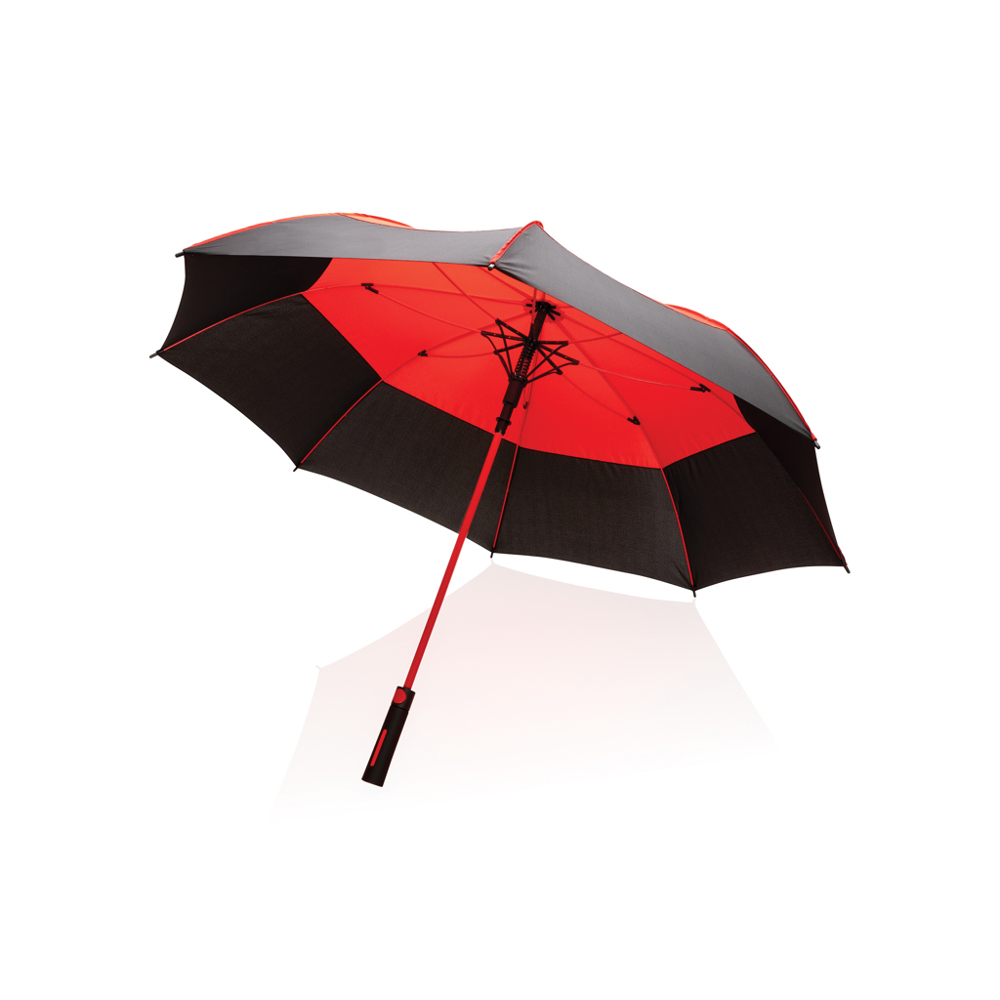 27" Impact AWARE™ RPET 190T auto open stormproof umbrella - red (± PMS 032)