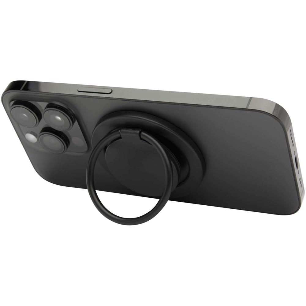 Albali magnetische telefoonhouder met ringstandaard van gerecycled plastic - zwart