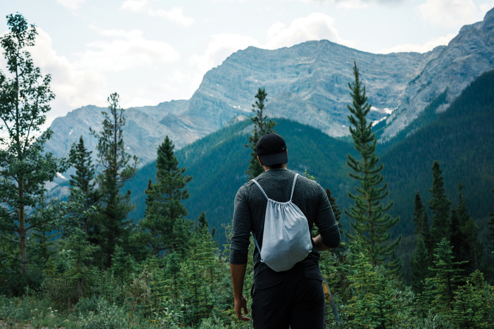 Impact AWARE™ recycled cotton drawstring backpack 145g