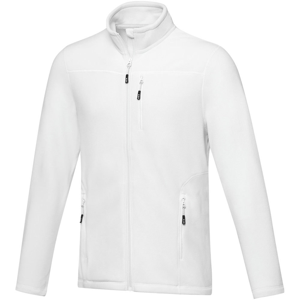 Amber men's GRS recycled full zip fleece jacket - White