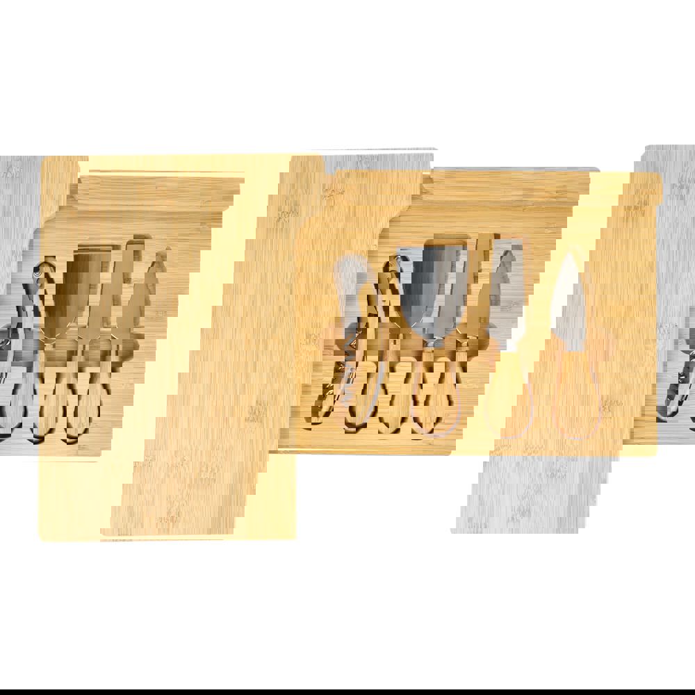 4er-Set für Käse und Wein aus Bambus