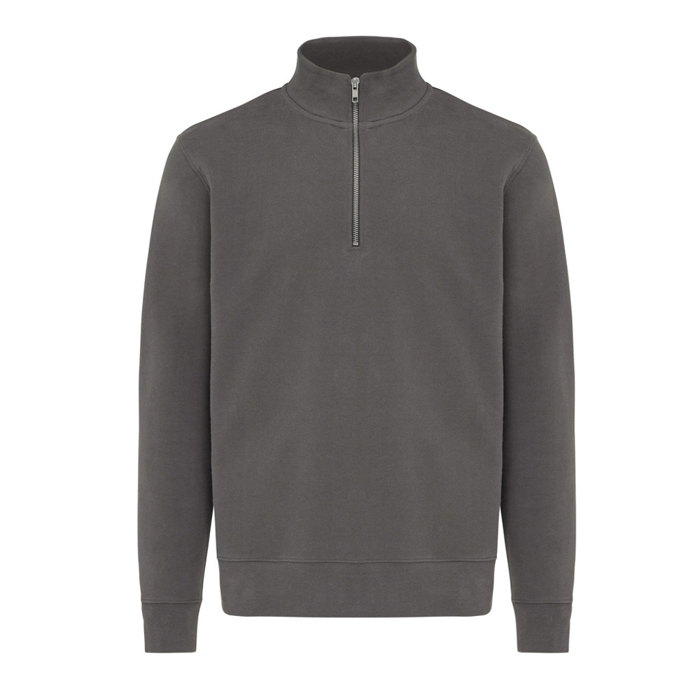 IQONIQ Elgon recycled cotton quarter zip sweater - anthracite (± PMS 19-3900 TCX)